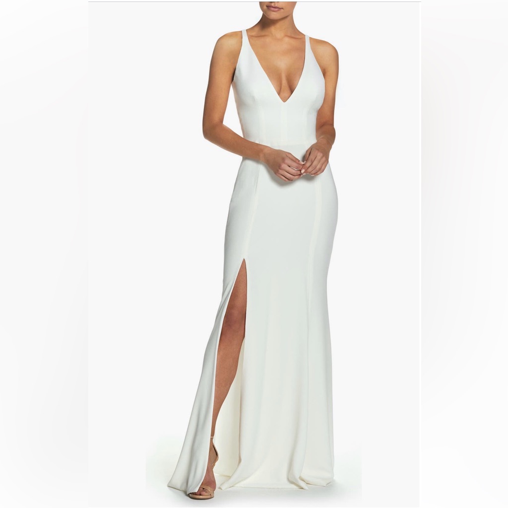 Dress The Population Iris Slit Crepe Gown